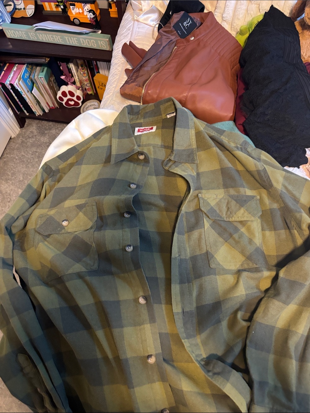 Wrangler Olive & Dark Green Plaid Shirt Jacket